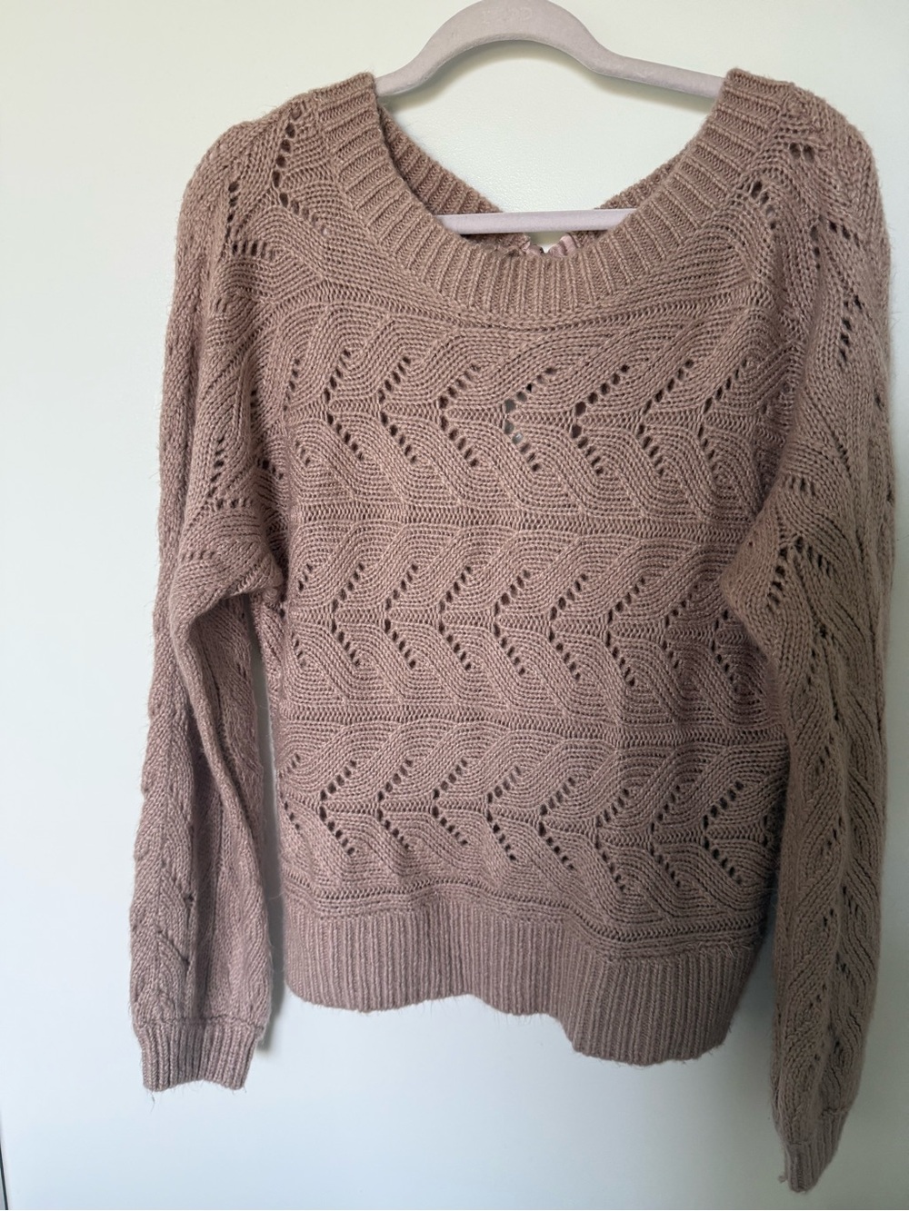 Abercrombie & Fitch Open-Knit Crewneck Sweater - Taupe